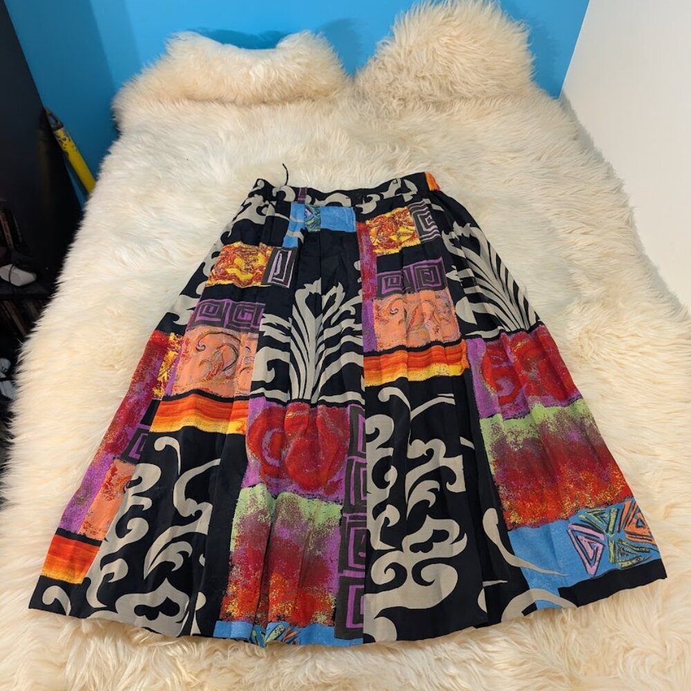Vintage Dorothy Schoelen Patchwork Abstract Skirt Size 42